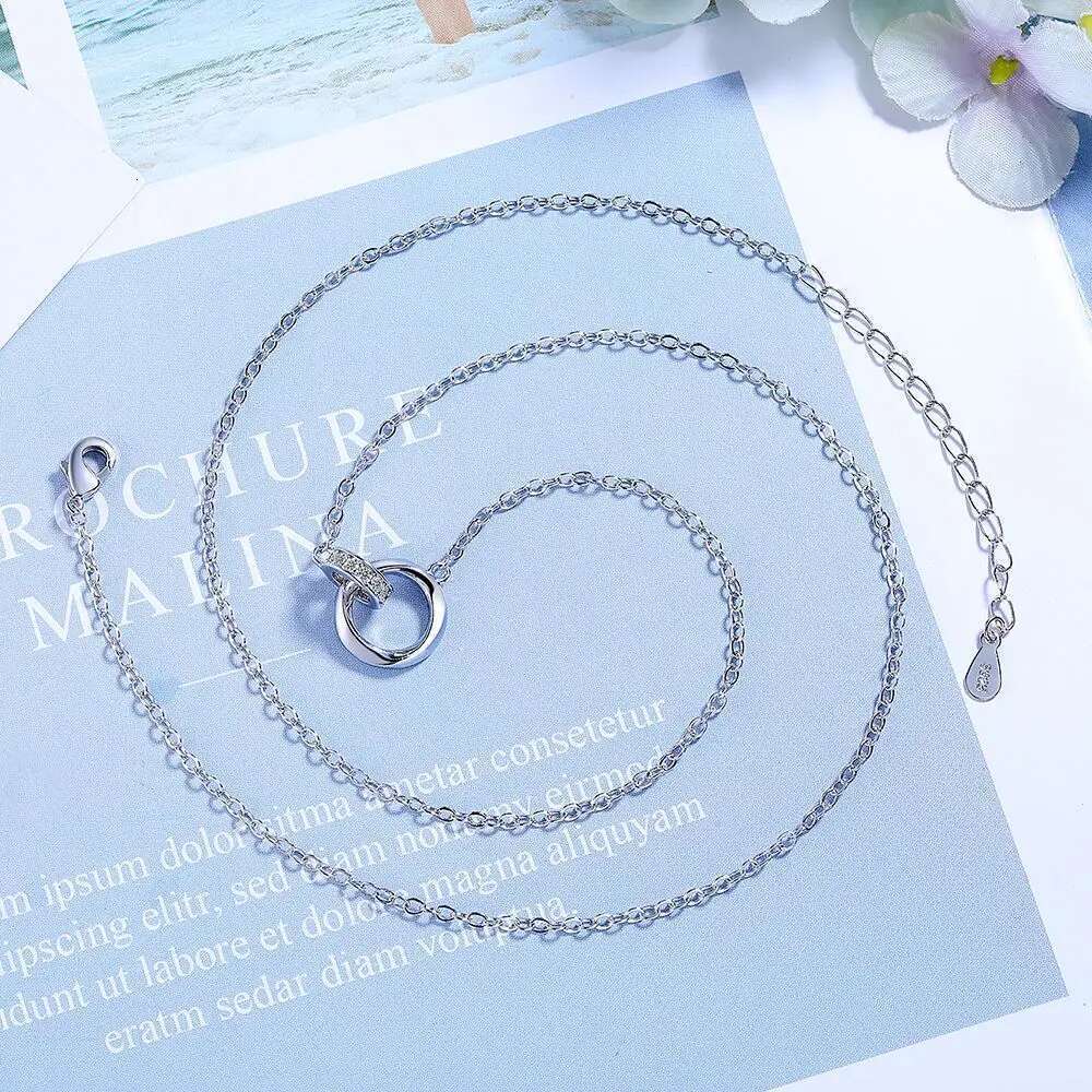 Sterg Sier Full Dia Zircon Simple Ring Clavicle Chain Women's Necklace