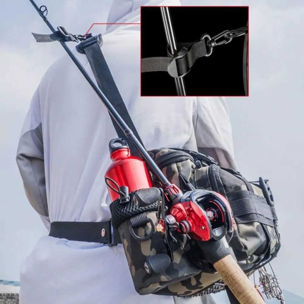 Fishing Shoulder Bag Oxford Waterproof Lure Rod Line Reel Holder Fishing Tackle Backpack Lure Box Fishing Gear Organizer Bag Z250411