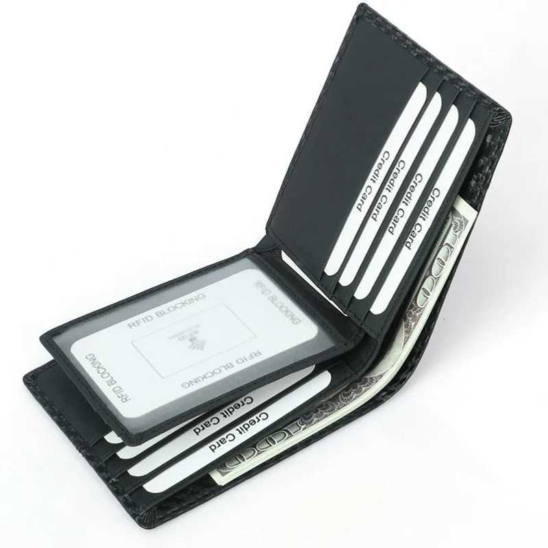 Carbon fiber pattern RFID wallet splicing multi card slot large capacity fashionable short mens wallet Z250411