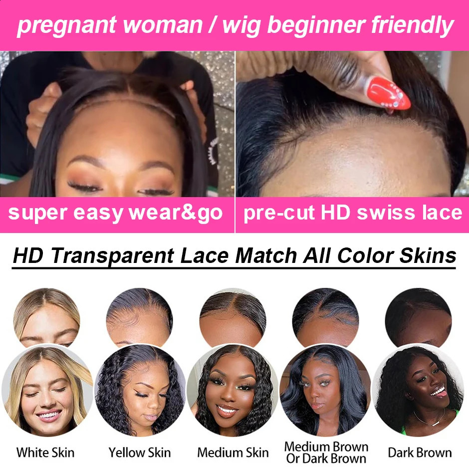 Water Wave Glueless Wig Pre-Cut Lace Wig 180% Pre-Plucked Natural Wave Wear Go Glueless Curly Human Hair Wigs For Women 250409