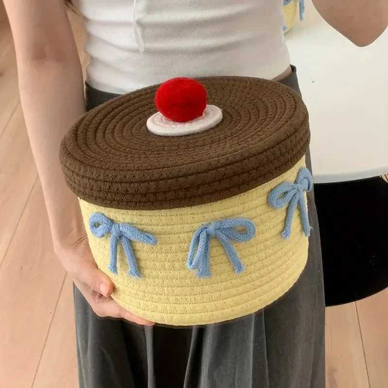 Storage Basket Hand Woven Toys Desktop Clutter Storage Box Cotton Rope Storage Basket He Decoration Y251112