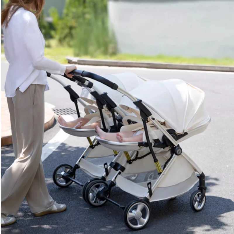 Luxury Double Baby Cart Lightweight and Detachable Double Baby Cart Folding Double Baby Cart Shock Absorber W250411