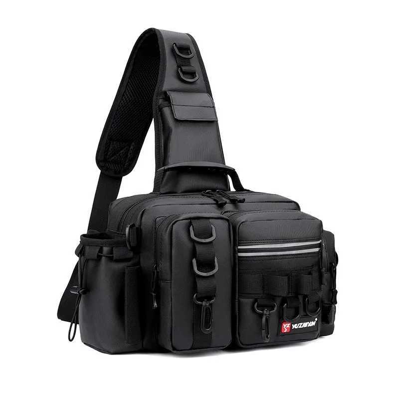 Waterproof Fishing Tackle Backpack Lure Box Gear Storage Bags Pack for Men Fly Fishing Waist Backpack with Rod Shoulder Bag Z250411