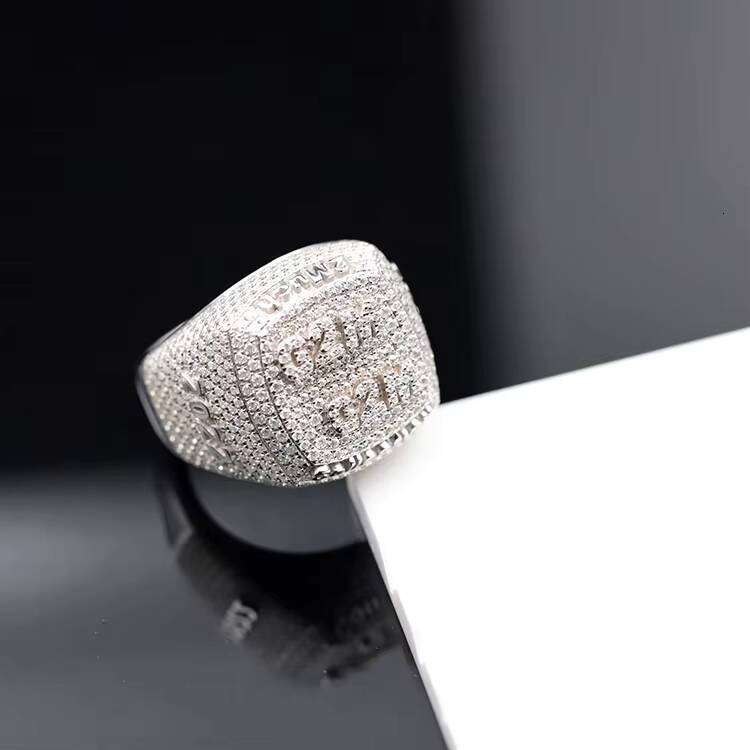 Custom Fashion Jewelry 14K Gold Mens Moissanite Diamond Hiphop Jewelry Champion Ring