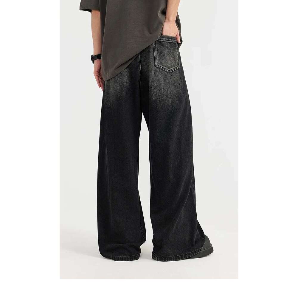 Men's Baggy Jeans 2024 Trendy High Street Wide Leg Denim Trousers Plus Size