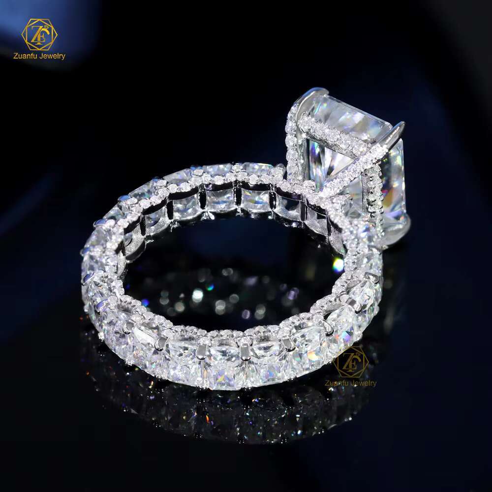Luxury Fine Jewelry Ring 9x11mm 5CT Raidant Cut Diamond 925 Silver 10k 14k 18k Real Gold Hidden Halo Moissanite Ring