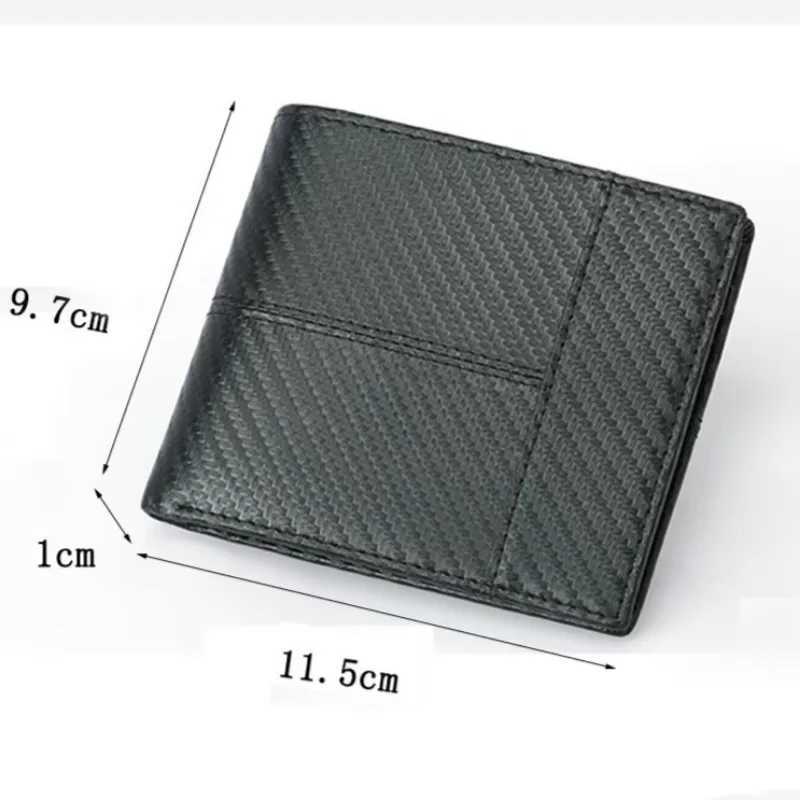 Carbon fiber pattern RFID wallet splicing multi card slot large capacity fashionable short mens wallet Z250411