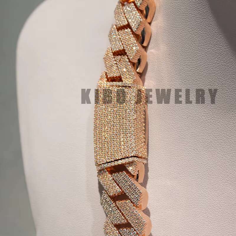 Huge 18MM 4 Rows Buss Down Miami Iced Out 500g Heavy 925 Silver With 14K Gold Plated VVS Moissanite Cuban Necklace Link Chain