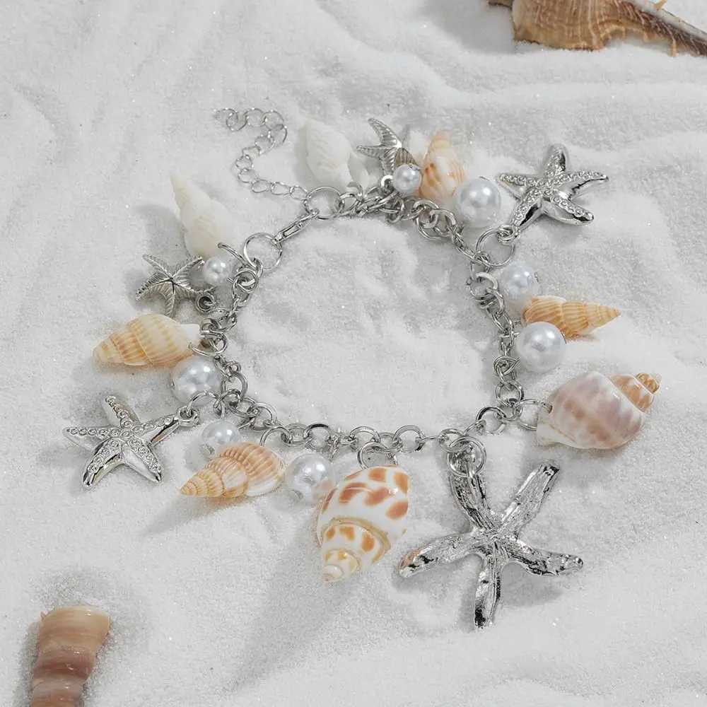 Sea Series Shell Starfish Bracelet Ornaments Adjustable Bohemian Shell Beads Bracelets Imitation Pearl JewelryC250411
