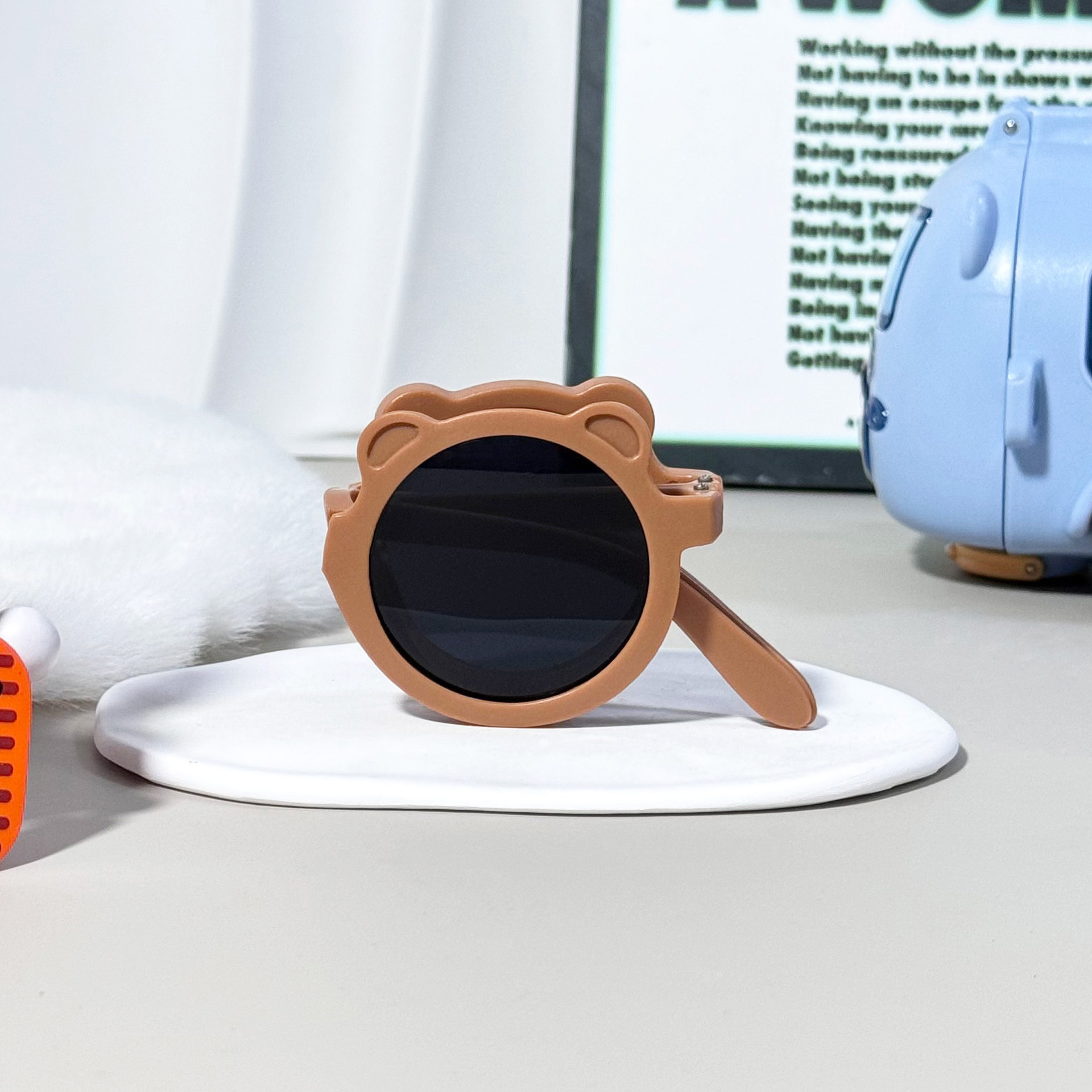 New Baby Fashion Street UV Protection Year Old Photography Cute Cartoon Bear Children's Folding Sunglasses