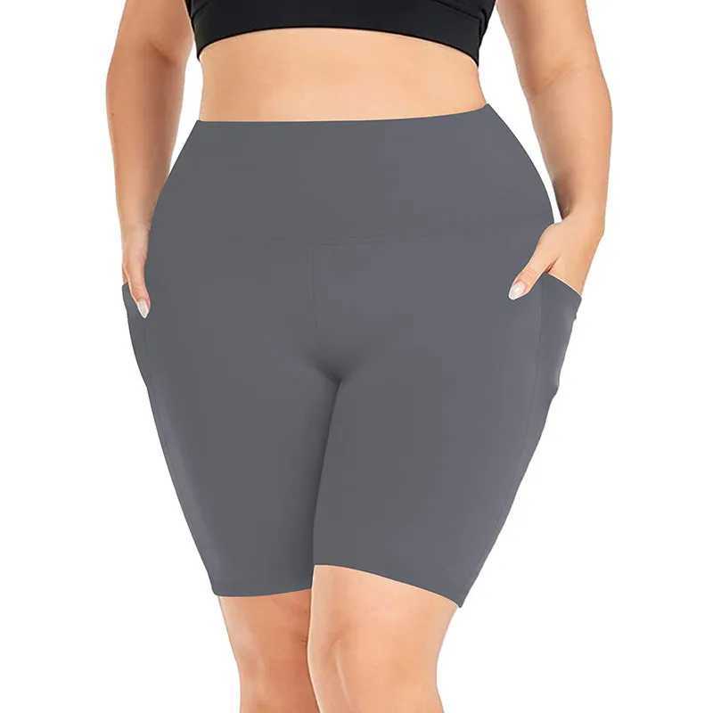 Large Bottom Summer Womens Stretch Fat Mm Summer Yoga Sports Bottom Pocket Five Shorts Y250412