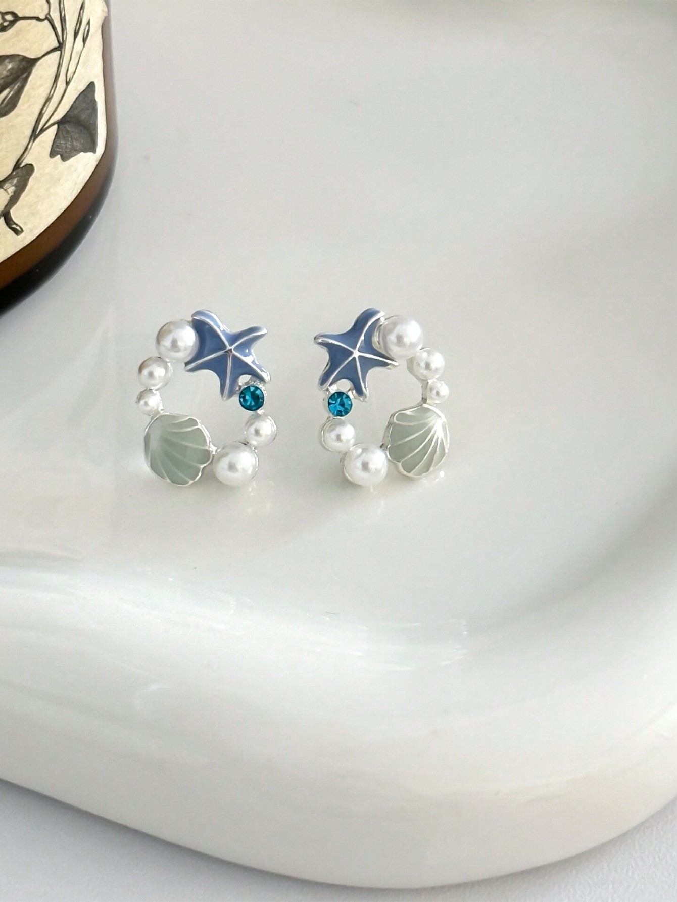 Ladies' Earrings Sea Star Shell Pearl Earrings