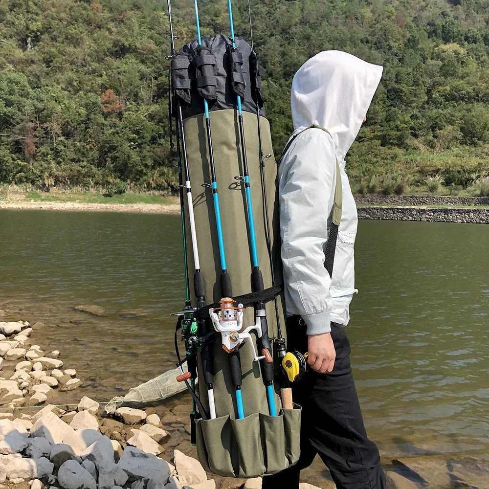 Collapsible Oxford Cloth Fishing Rod Case Fishing Tackle Storage Lure Bag Fish Outdoor Fishing Rod Travel Carry Case Pesca Z250411