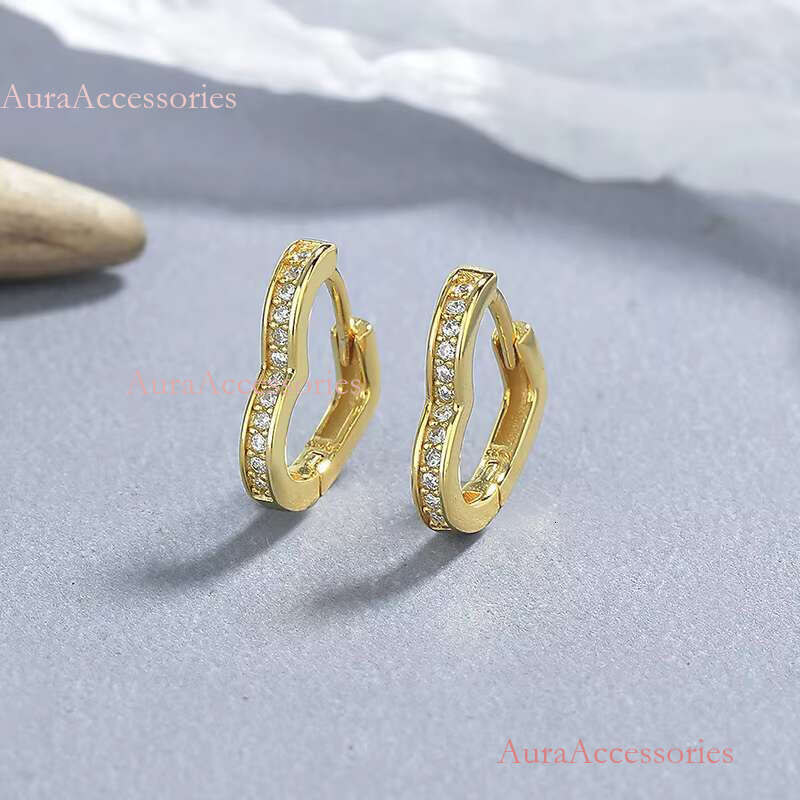 Minimalism Sterg Sier AAA Zircon Heart Clip Earrings for Women 2024