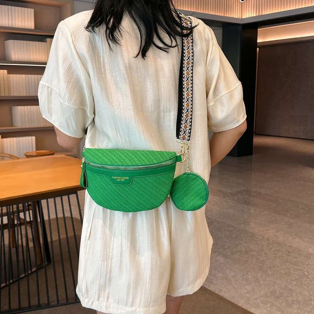 Ladies Banana PU Leather Crossbody with Coin Purse Wide Strap Chest Bag Women's Stylish Waist Solid Shoulder Bags