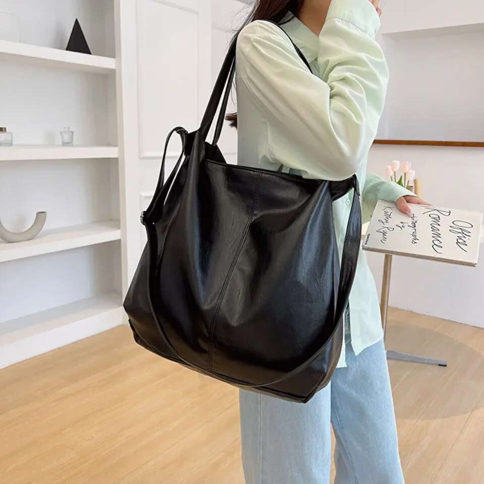 VONMONAN Fashion Big Soft Leather Tote for Women Trendy Female Simple Large High Capacity Retro Shoulder Side Bag Handbags