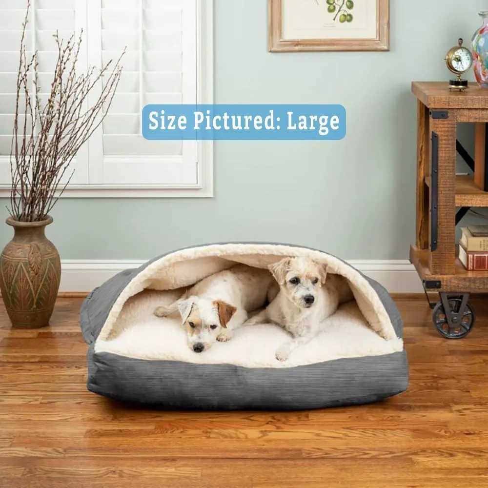 Comfortable cave rectangular dog bed - covered calm pitted dog bed suitable for medium and large dogs washable - large X250412