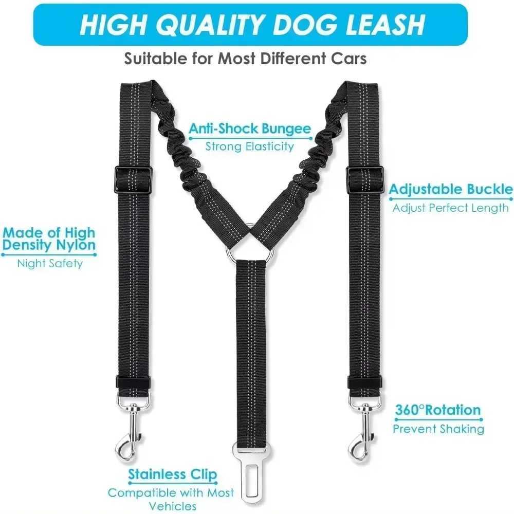 Durable nylon dog seat strap suitable for small dogs adjustable reflective elastic lead small dog station wagon safety rope Bldo France Y250412