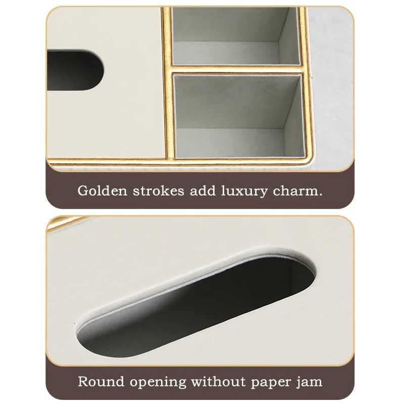 Light Luxury Tissue Box CoverPU Leather Rectangar Tissue Box HolderOrganizer for Bathro Vanity Countertop HeHotelOff Y251112