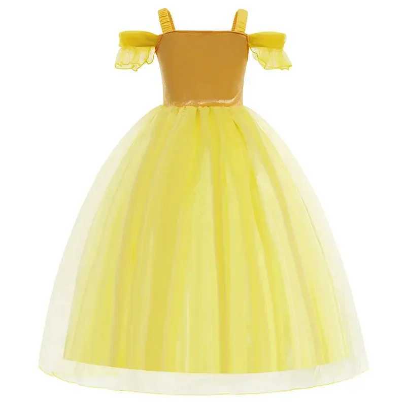 Disney Childrens princess costume Halloween beauty and beast cosplay Fancy Bella Dress childrens ball dress Belle costume girlXJ250411
