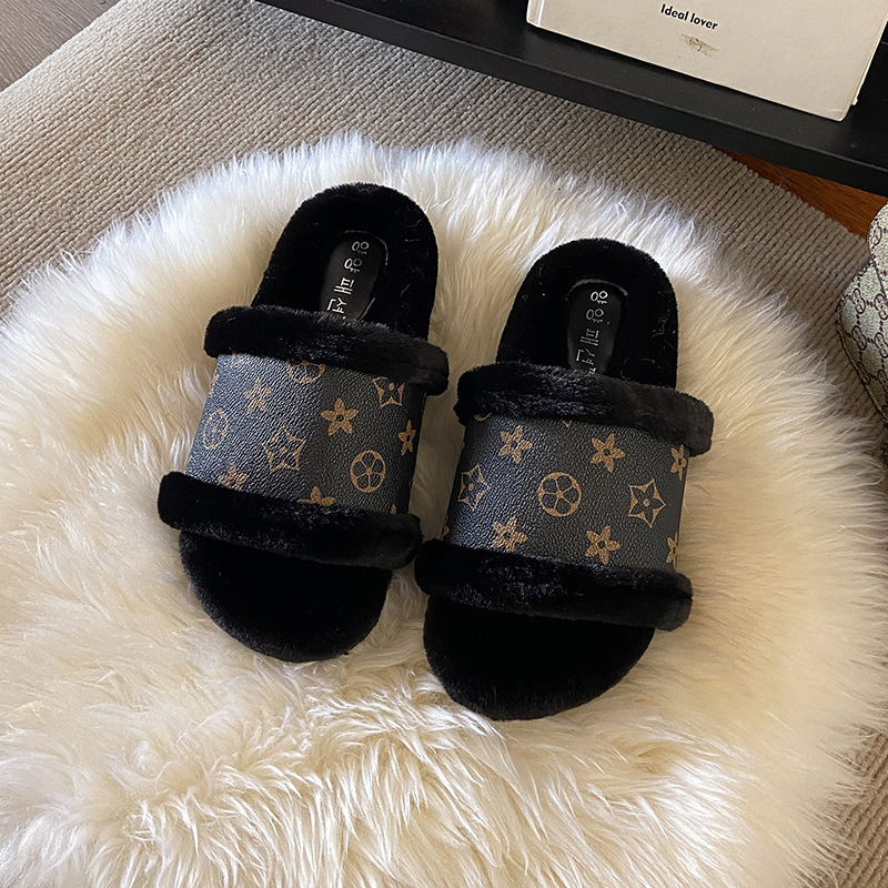 Free Shipping Winter Keep Warm Cotton Slippers for Women Luxury Designer Shoes brown beige black khaki