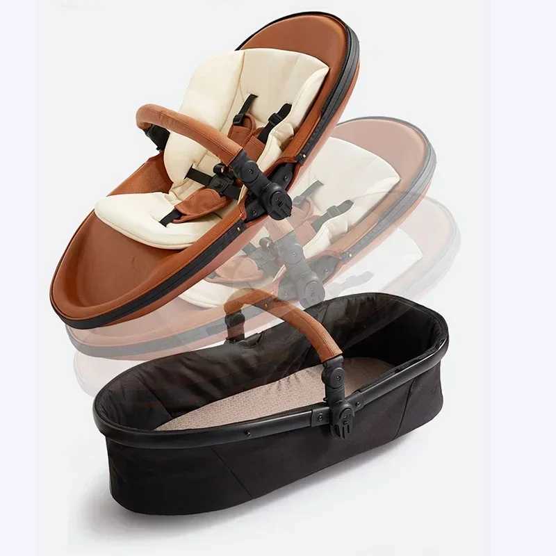 New luxury twin stroller 3-in-1 high landscape new PU leather twin stroller baby stroller twin stroller W250411