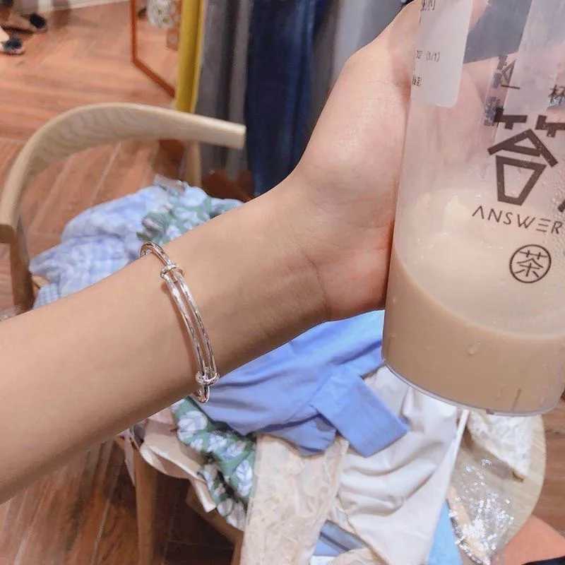 Simple Smooth Pull Geometric Adjustable Cuff Bangles Personality Silver Color Bracelets Women Jewelry Wedding PulseirasC250411