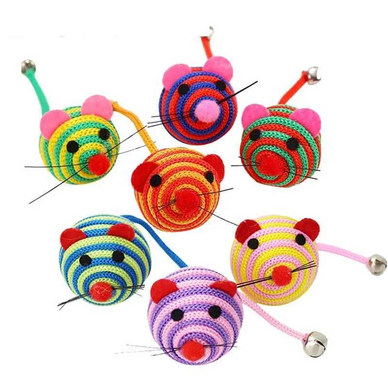 Pet Cat Toy Strip Nylon Rope Ball Mouse Toy with Bell Pet Cat Chewing Toy Interactive Pet Product Gatos Y250412