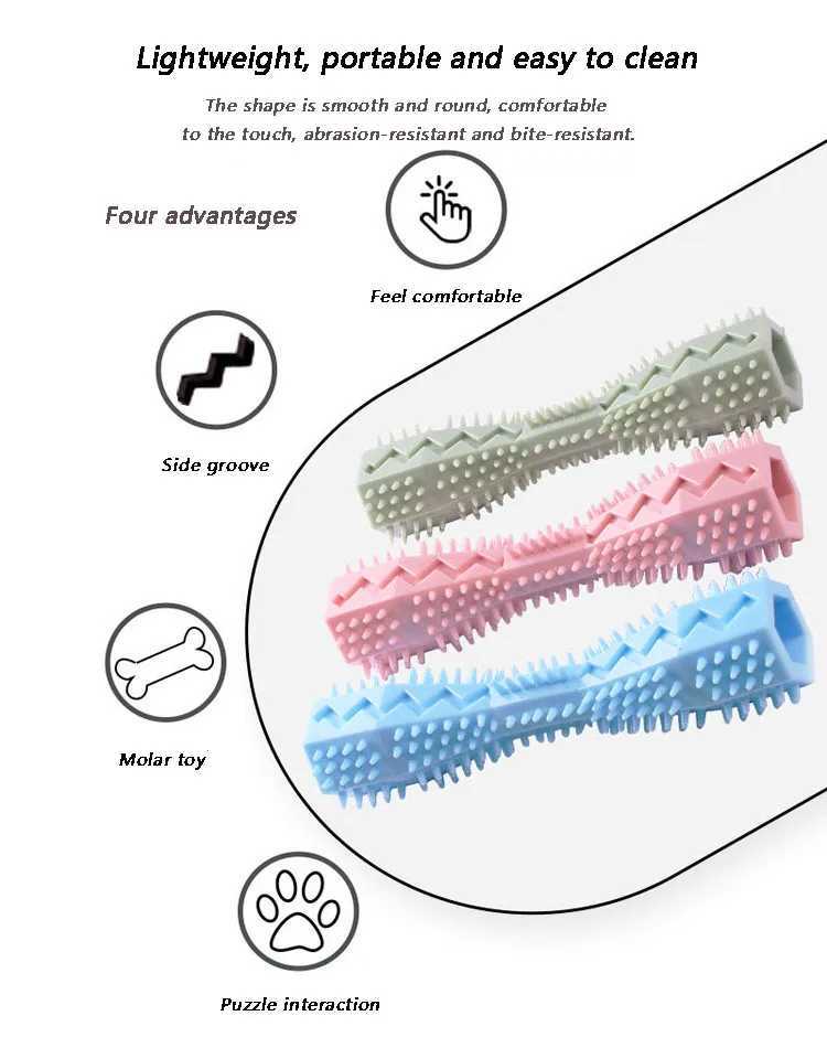 High Quality Dog durable dog chew toy stick soft rubber teeth cleaning point massage pad toothbrush plush pet supplies T2504012