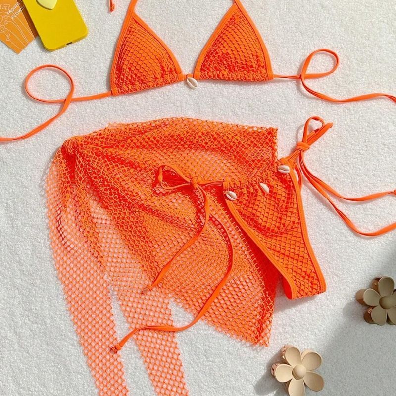 Women's Clothing Mesh Three Piece Split Bikini Swimsuit