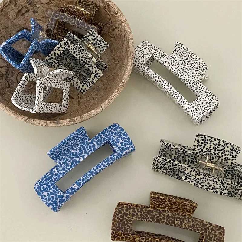Acetic acid hair clip leopard print spot square dot geometric shark clip grab clip female hair accessory Y2504012