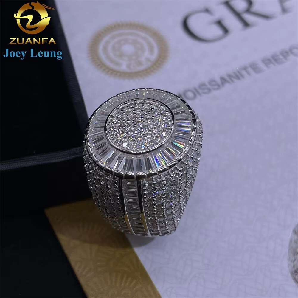 Factory Price Custom Hip Hop Ring Fine Jewelry 925 Silver VVS Diamond Iced Out Ring Moissanite