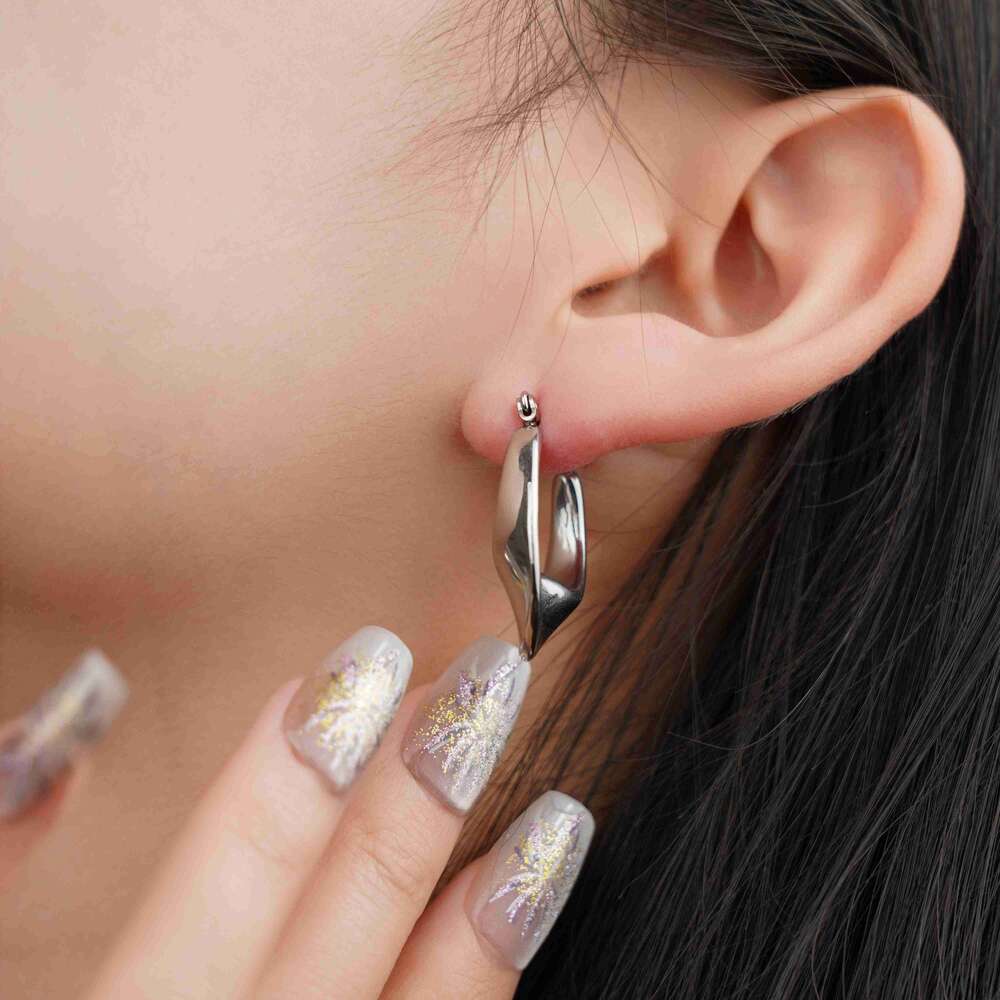 Stylish Jewelry Wholesale Tarnish Free Chunky Twisted Stainless Steel Hoop Waterproof Earrings for Women