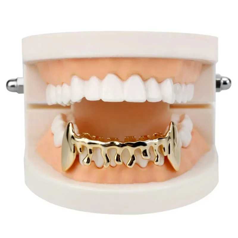 1 set of Hip Hop Grillz gold-plated Grills rock Grillz crystal teeth W250412