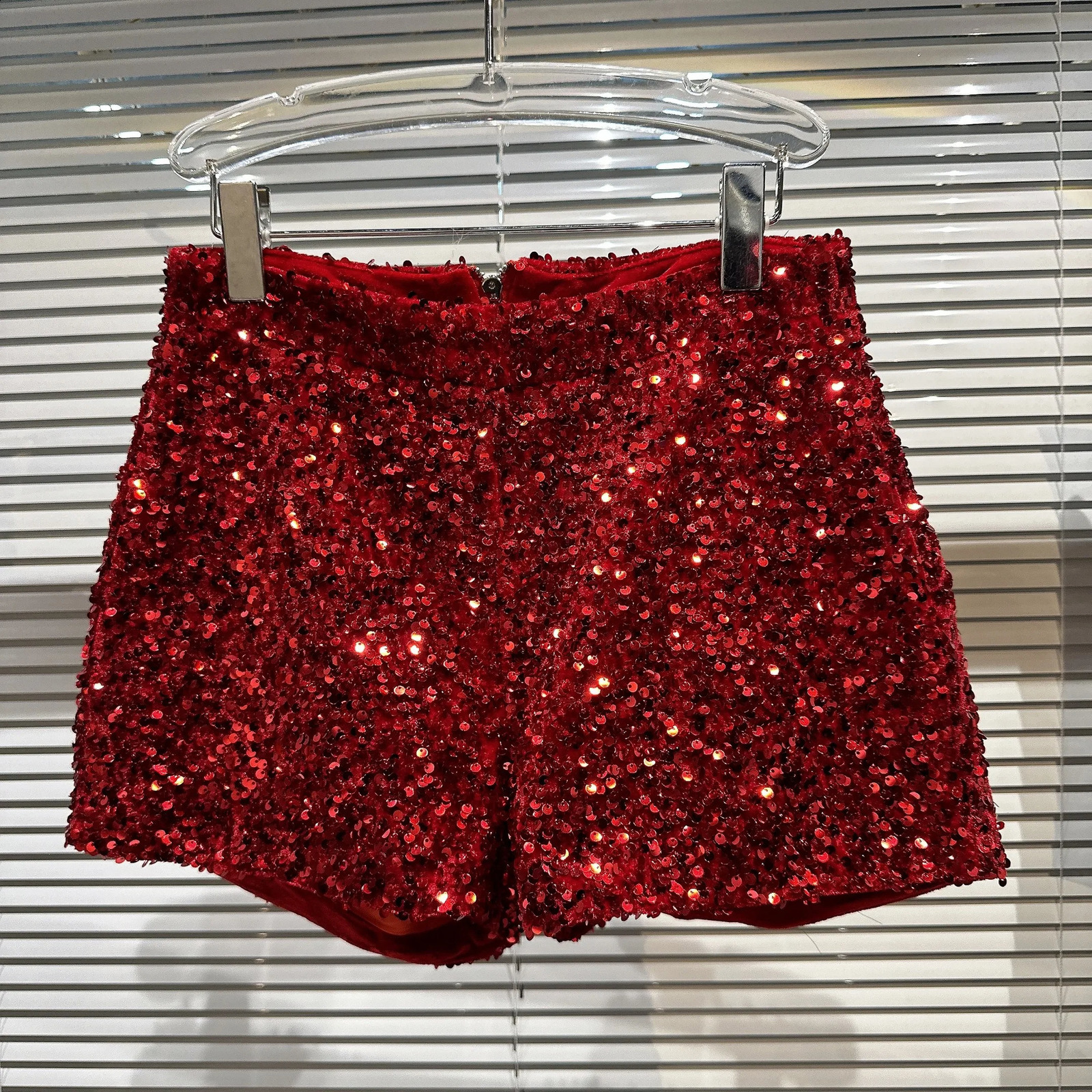 6 Colors Shiny Sequined Hip Shorts Women High Waist Slim-Fit Sequins Black Bodycon Skirt Party Club Shorts 250411
