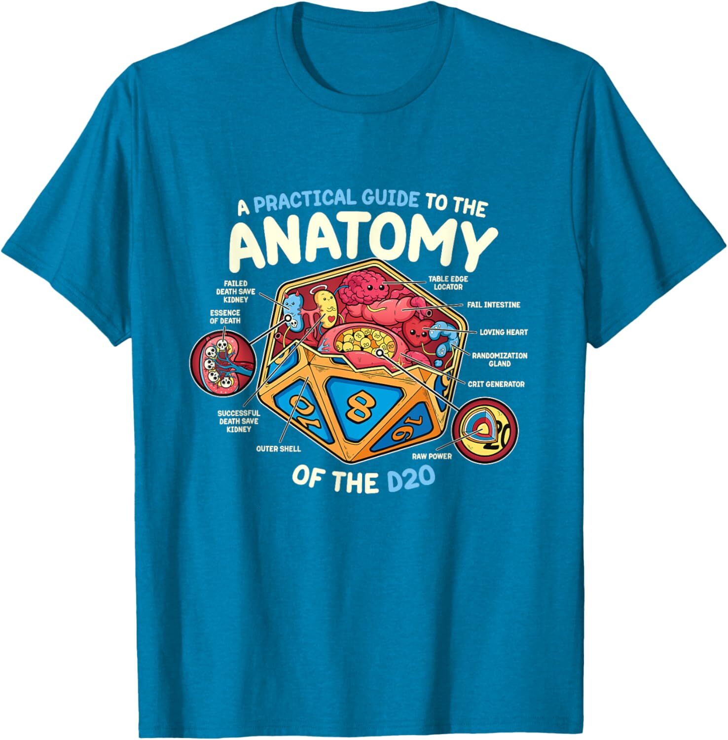T shirt for Mens Anatomy of the D20 Polyhedral 20 Sided Dice Funny RPG T-Shirt Shirts Tshirt Graphic Tee Casual Tops Clothes Short sleeve
