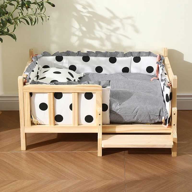 Four Seasons Solid Wood Cat House Elevator Safety Track Pet Bed Durable Carrying Shelter Comfortable Cat Nest X250412