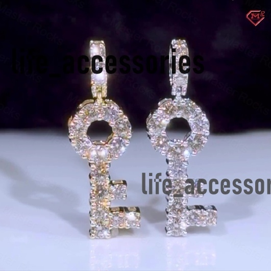 Hiphop Moissanite Pendant 925 Silver 14k Gold Plated Iced Out Key Charm VVS Custom Moissanite Pendant