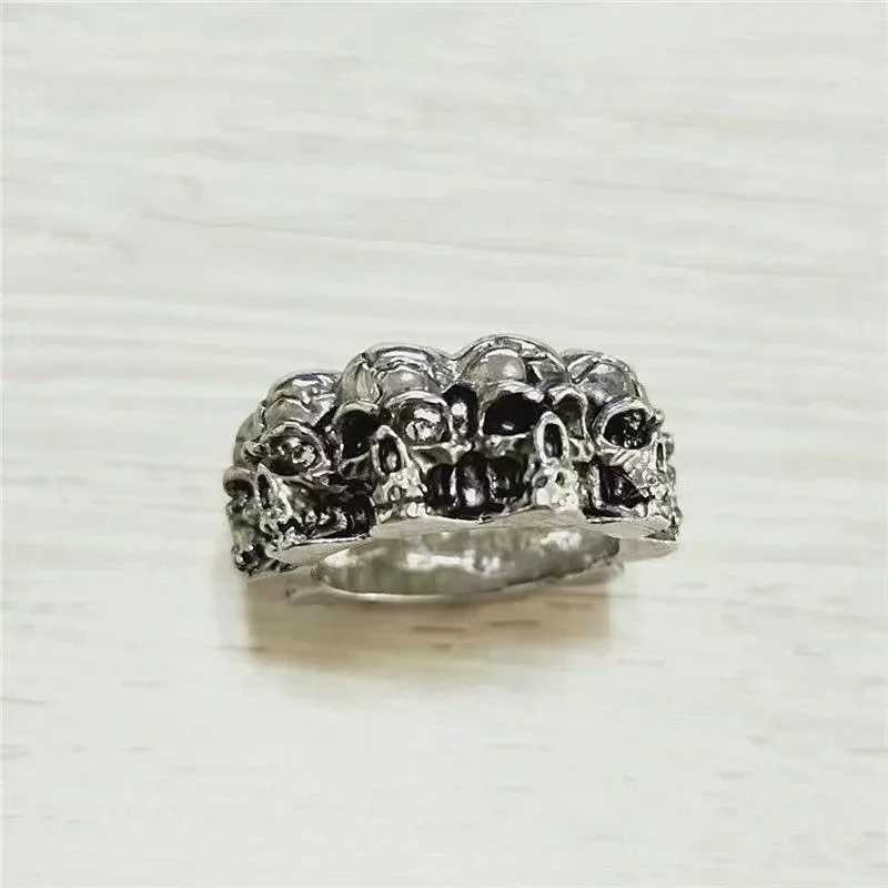 Retro full circle domination skull ring new fashion mens jewelryXJ250412