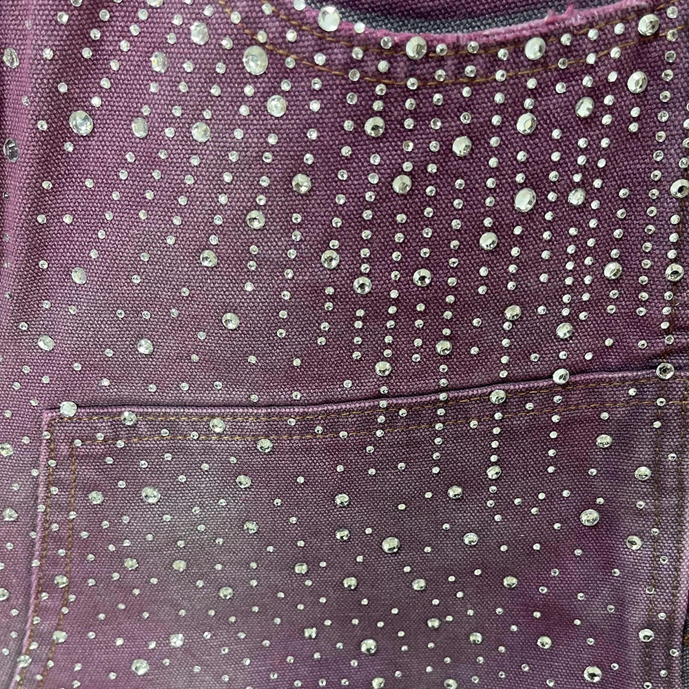 PFNW Niche Heat-melting Rhinestone Shorts With Ink Splatter Dyeing Gradient Denim Knee Length Pants Men 2025 Bottoms 28W6376 250411