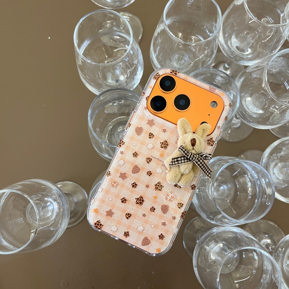 Plaid Star Bunny Phone Case Compatible with iPhone 17/16 Pro Max Cartoon 15/14 Protective Cover