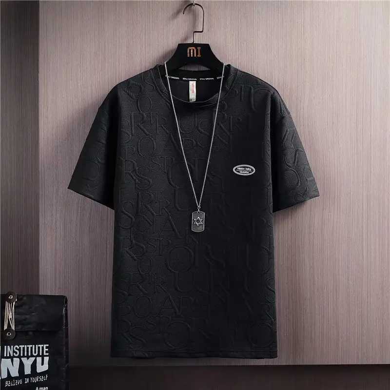 Summer tshirt shorts 2-piece set white tracksuit mens 3D letter retro streetwear creative pattern mens short outfit setXJ250412