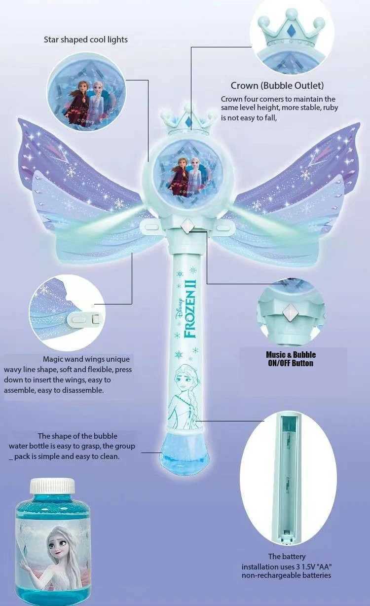 Disney Frozen automatic bubble machine hair dryer childrens handheld Anna wand windmill bubble stick summer outdoor toy Y2504012