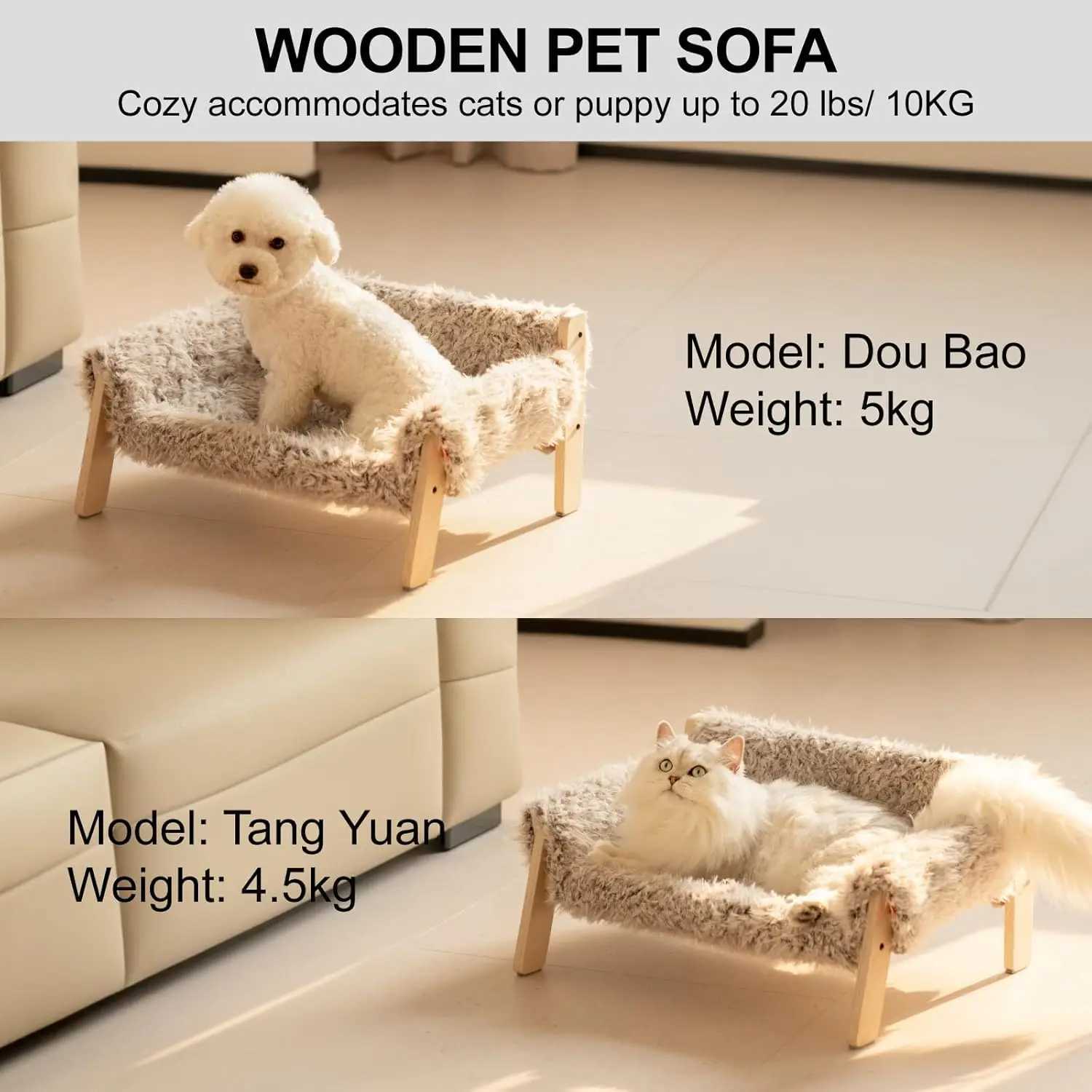 Mewoofun Large Cat Bed Brown Grey Kitten Bed Soft Cat Sofa with Removable Cover Can Hold 15kg 56x45cm Suitable for Indoor Cats X250412
