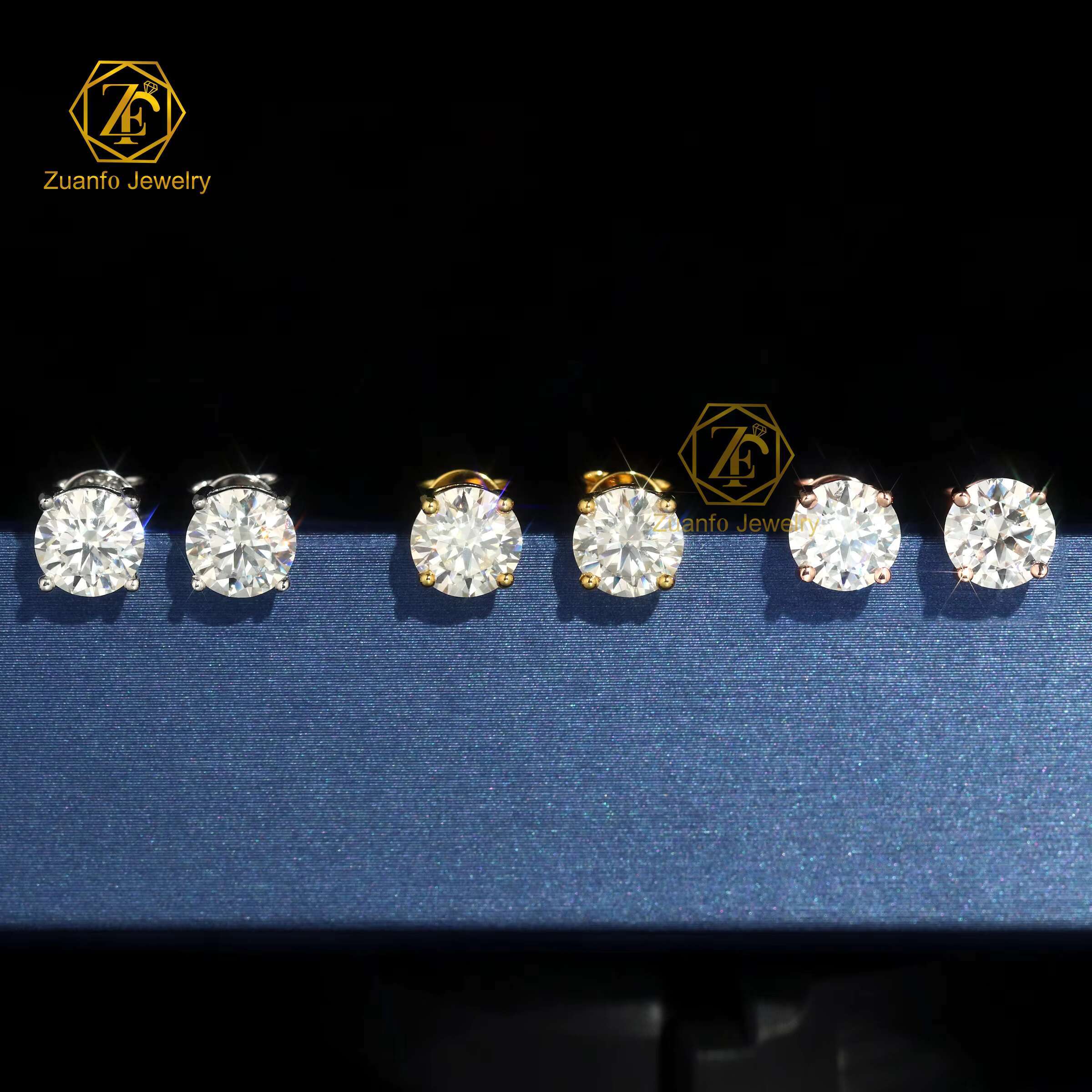 RTS 18K Gold Plated Earring GRA Certified Iced Out Round Brilliant Cut Lab Moissanite Diamond Fine Jewelry Earring for Men Women