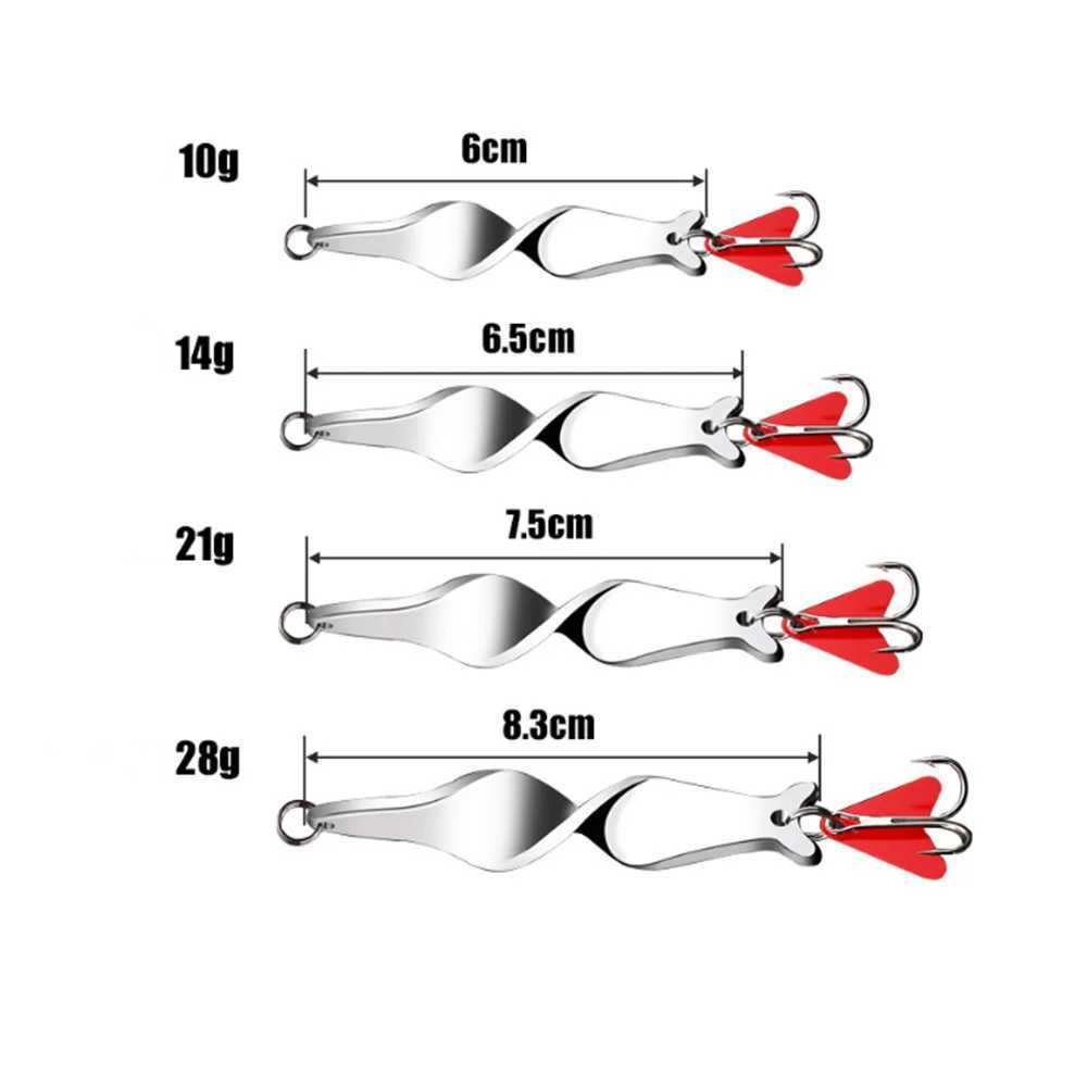 1Pcs Metal Rotating Fishing Bait Spoon Lures 10g 14g 21g 28 Artificial Bass Hard Sequins Treble Hook Crap Pesca Fishing Tackle Z250411