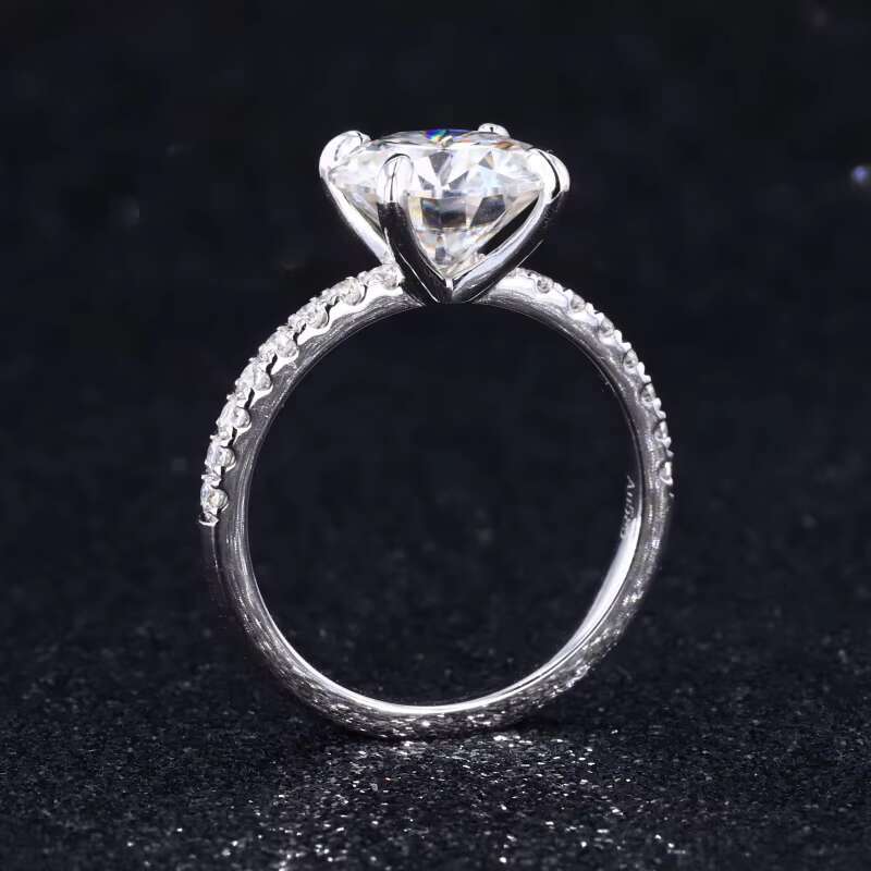 Starsgem White Gold 14k Gold 9.0mm 3cts Round H A Cut White Moissanite Ring for Engagement