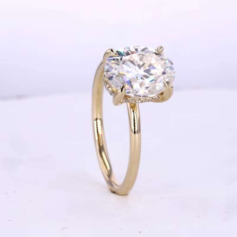 Popular Classic Style Oval Brilliant Cut Moissanite 3ct Oval Moissanite Ring with Hidden halo Ring