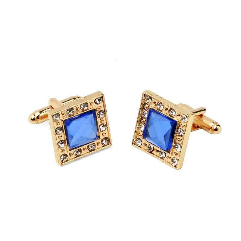 Square blue crystal cufflinks fashion accessories French style womens clothing decoration accessoriesT250412