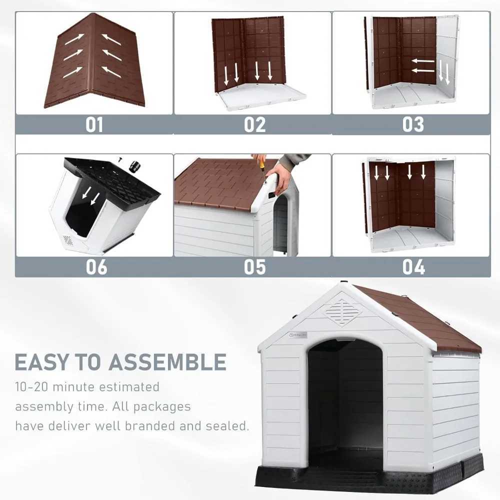 Durable and waterproof plastic dog house suitable for small to large dogs indoor and outdoor dog house and small dog shelter with elevator floor X2504